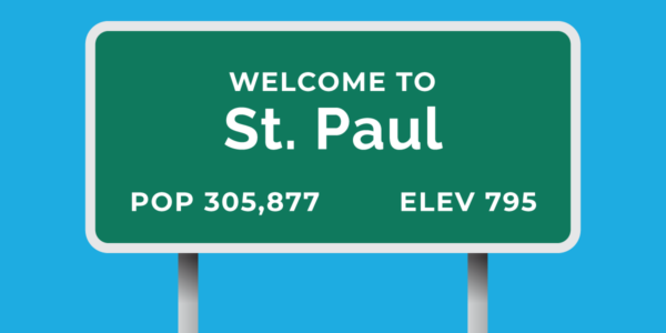 A welcome sign to St. Paul where we deliver firewood.