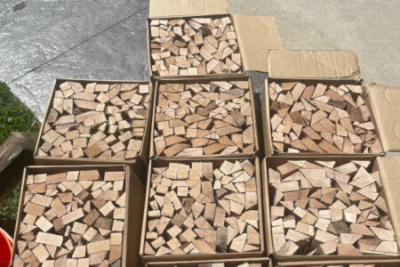 Boxes full of 12-inch cooking wood