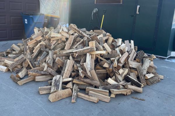 Pile of sauna firewood delivered to customer's home