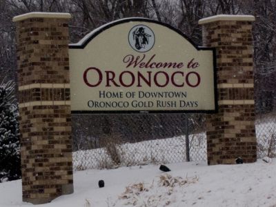 Welcome sign for Oronoco, MN