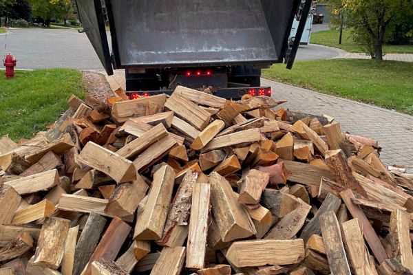 Kiln-dried firewood being delivered to home in Minneapolis